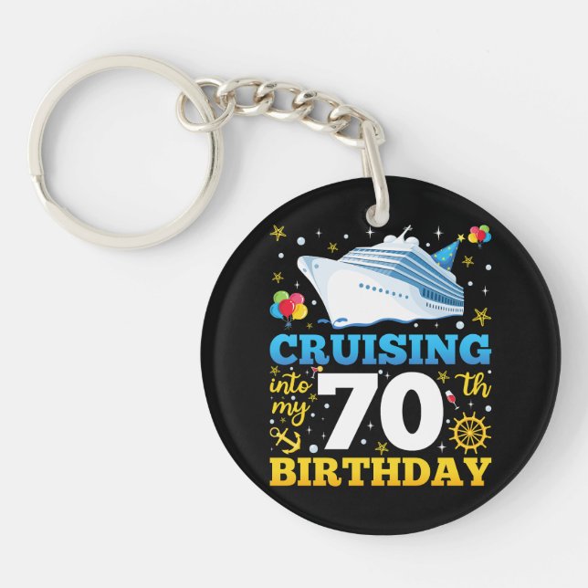 Cruising Into My 70 Birthday Party Acrylic Keychain (Front)