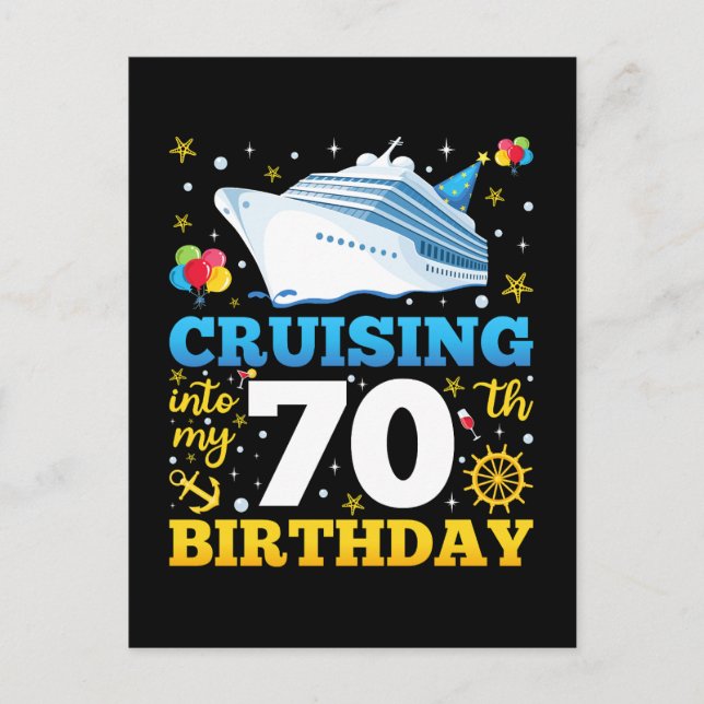 Cruising Into My 70 Birthday Party Postcard (Front)