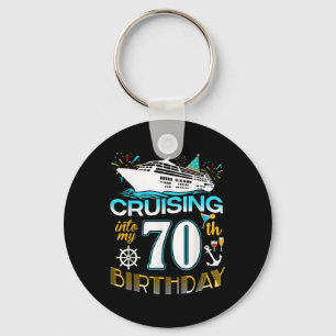 Cruising Into My 70 Year Old Birthday Crew 70th Cr Keychain