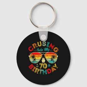 Cruising Into My 70th Birthday Cruise Ship Party 7 Keychain