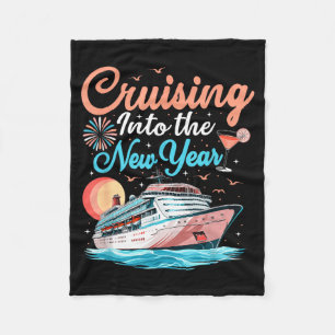 Cruising Into New Years Eve Party Countdown Happy Fleece Blanket