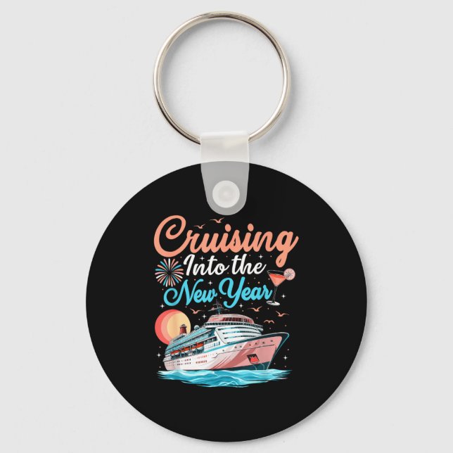 Cruising Into New Years Eve Party Countdown Happy  Keychain (Front)