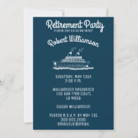 Cruising Into Retirement Blue Party Simple Modern