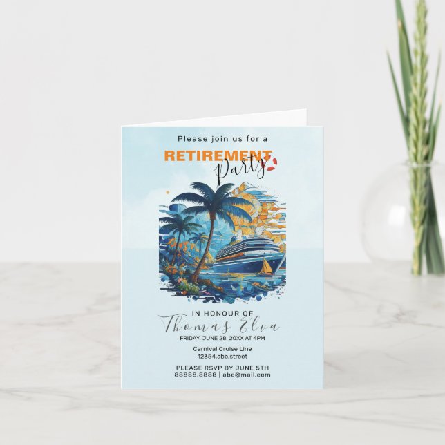 Cruising into Retirement Party, Cruise Party  Invitation (Front)