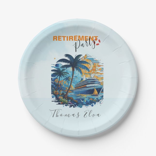 Cruising into Retirement Party, Cruise Party  Paper Plate (Front)