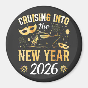Cruising into the New Year 2026 Circle Magnet