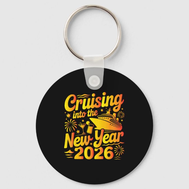 Cruising Into The New Year 2026 Family Cruise Vaca Keychain (Front)