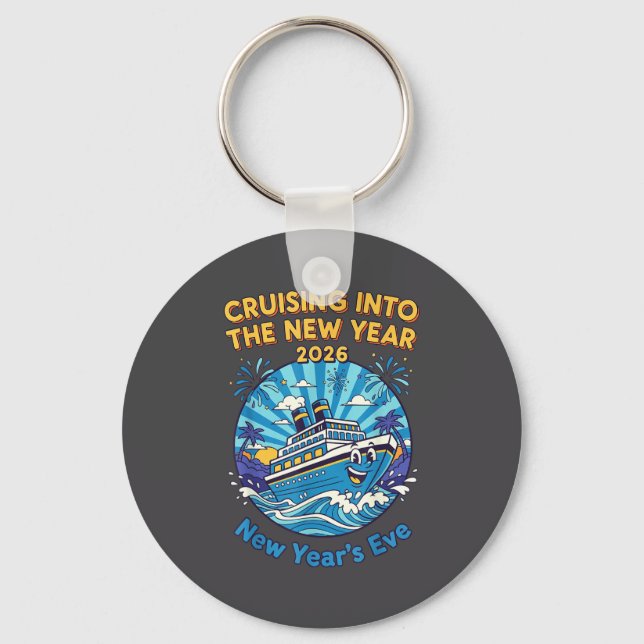 Cruising Into The New Year 2026 Fun New Year's Eve Keychain (Front)