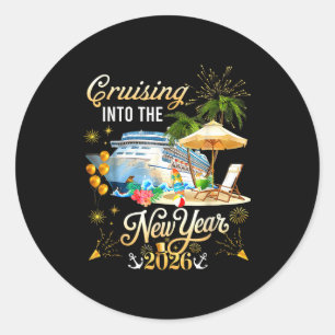 Cruising Into The New Year 2026 Happy New Year 202 Classic Round Sticker