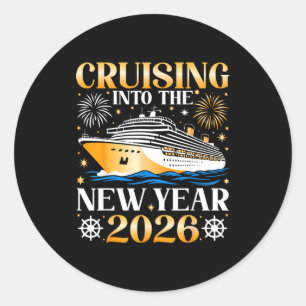 Cruising Into The New Year 2026 Happy New Year Fam Classic Round Sticker