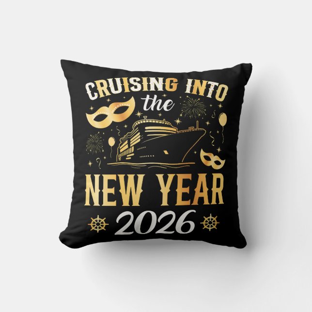 Cruising into the New Year 2026 Throw Pillow (Front)