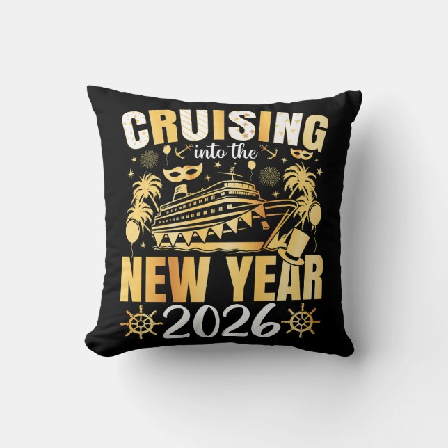 Cruising into the New Year 2026 Throw Pillow (Front)