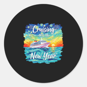 Cruising Into The New Year 2026 Vacation Party Fam Classic Round Sticker