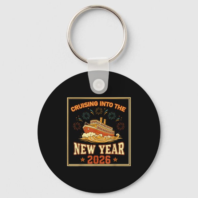 Cruising Into The New Year 2026 Voyage Fireworks  Keychain (Front)