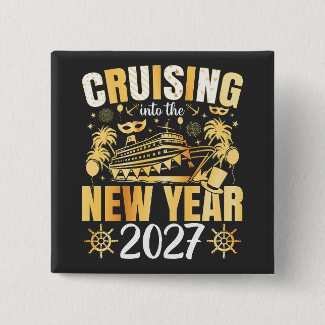 Cruising into the New Year 2027 Square 2 Inch Square Button (Front)