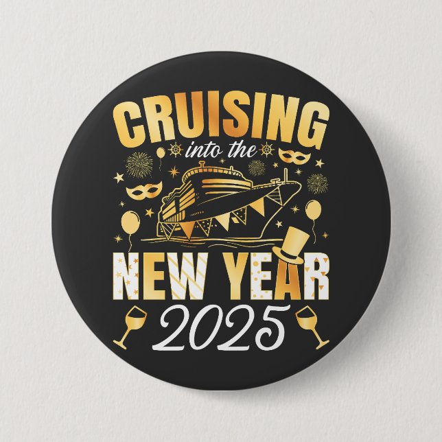 Cruising Into the New Year Cruise 2025 Round 3 Inch Round Button (Front)