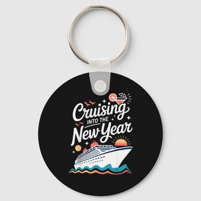 Cruising Into The New Year Cruise Party Sunset Oce Keychain (Front)