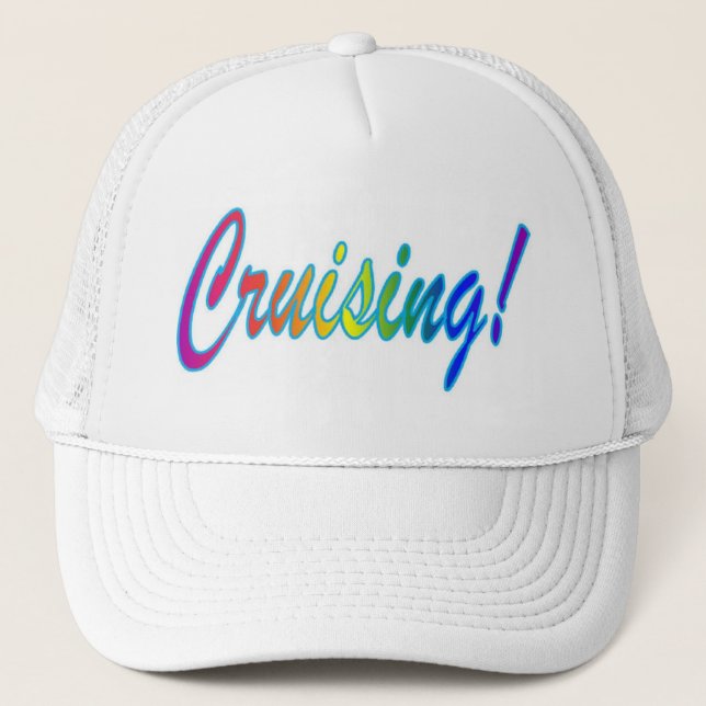 Cruising Multicolor on white Trucker Hat (Front)