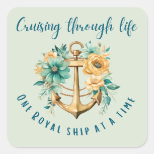 Cruising Royal Floral Square Sticker