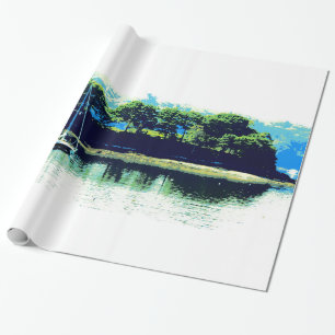 cruising sailboat wrapping paper