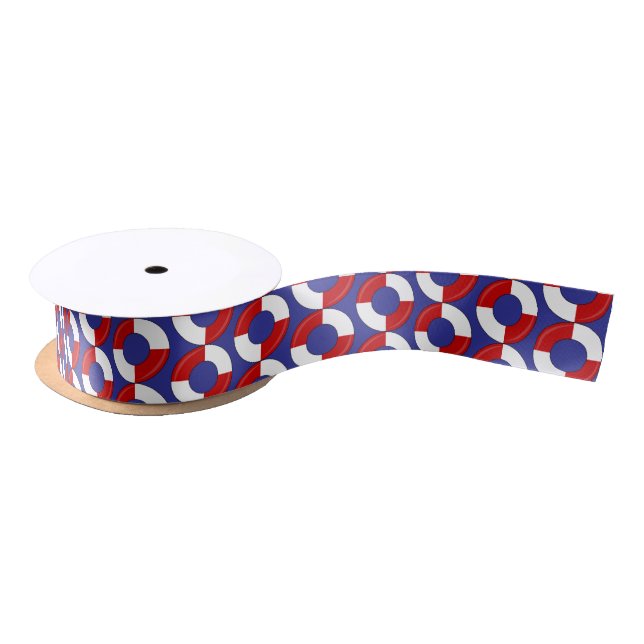 Cruising Ship Lifebelts Patterned Satin Ribbon (Spool)
