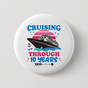 Cruising Through 10 Years Wedding 2 Inch Round Button