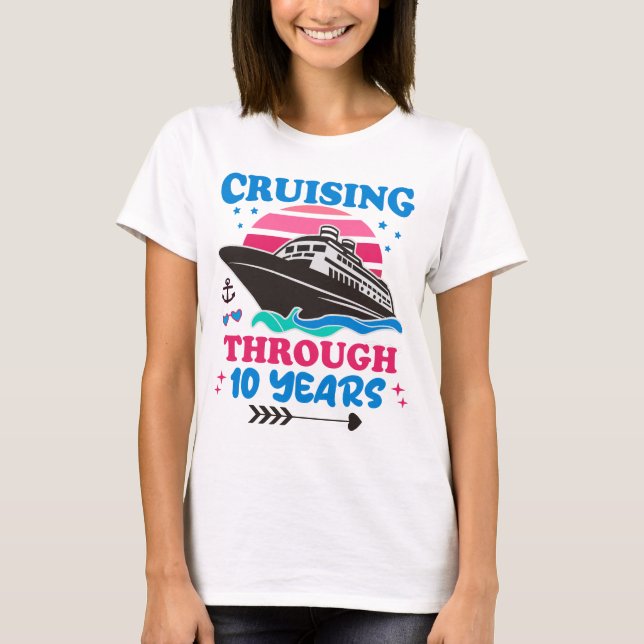 Cruising Through 10 Years Wedding T-Shirt (Front)