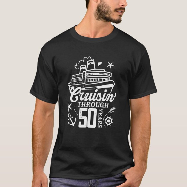 Cruising Through 50 Years 50th Wedding Anniversary T-Shirt (Front)