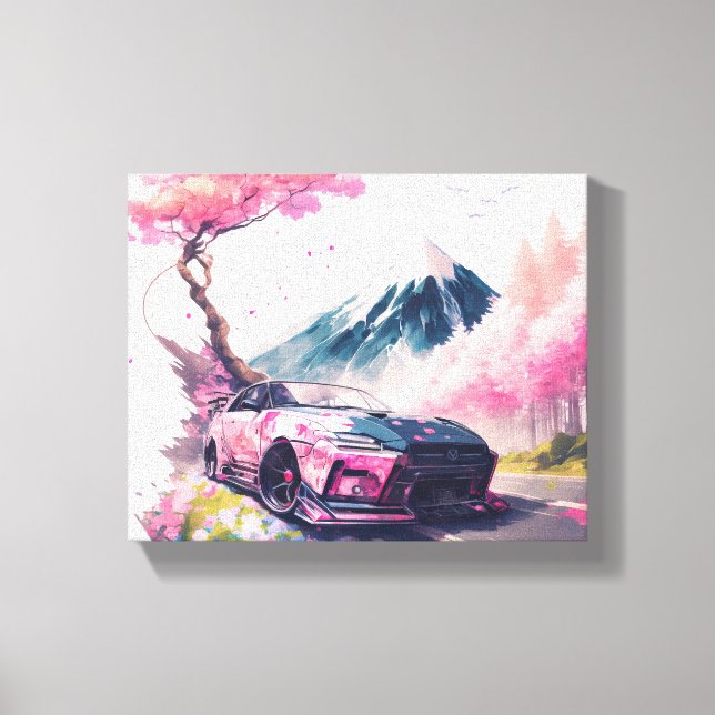 Cruising Through Cherry Blossom Landscape Canvas Print (Front)
