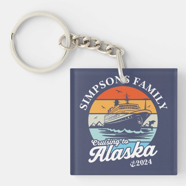 Cruising to Alaska Custom Family Matching Group  Keychain (Front)