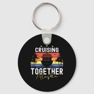 Cruising Together Alaska Cruise Ship Boat Sunset Keychain