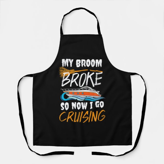 Cruising Witch Funny Halloween Costume Apron (Front)