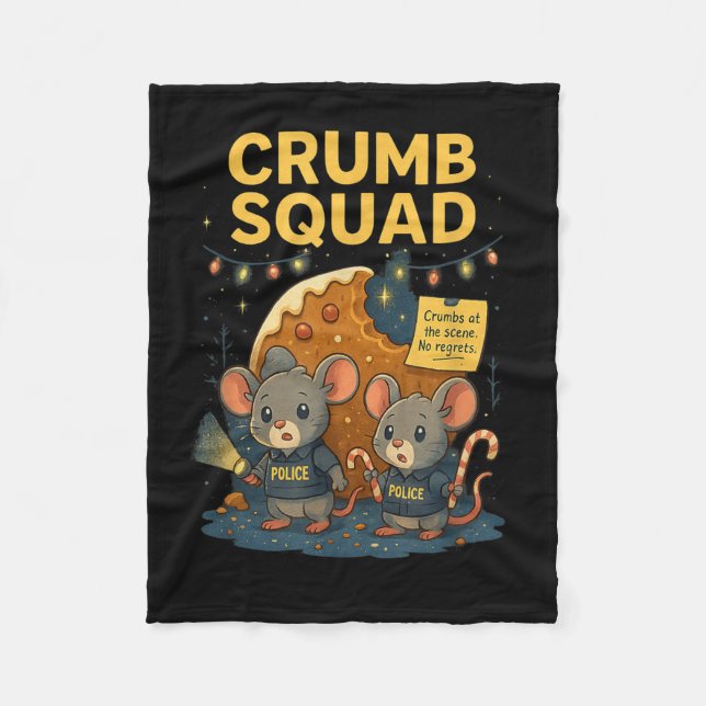 Crumb Squad Funny Cookie Mouse Christmas Design  Fleece Blanket (Front)