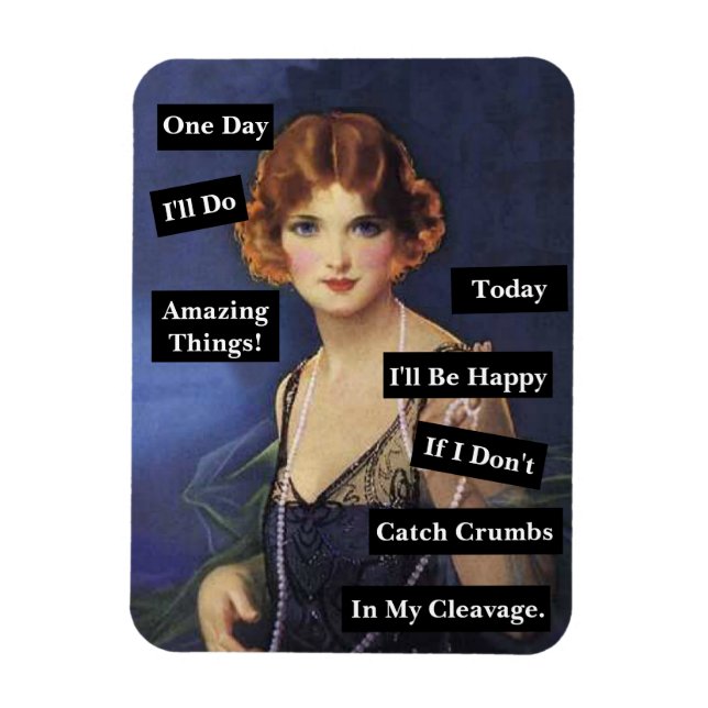Crumbs In My Cleavage Vintage Lady Funny  Magnet (Vertical)