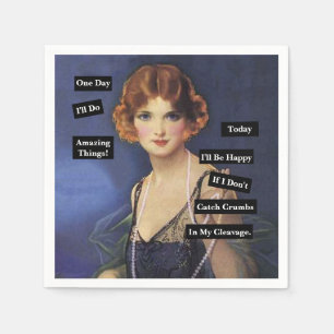 Crumbs In My Cleavage Vintage Lady Funny  Napkin