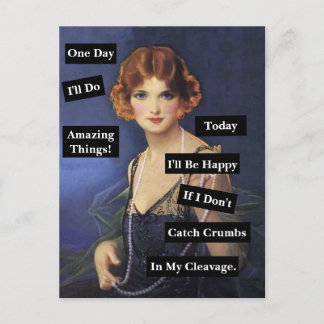 Crumbs In My Cleavage Vintage Lady Funny  Postcard