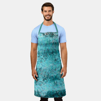 Crumpled blue neon paper apron