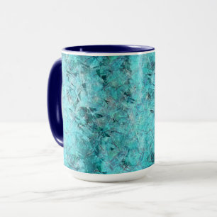 Crumpled blue neon paper mug