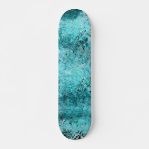 Crumpled blue neon paper skateboard