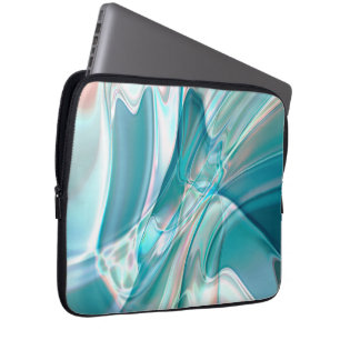 Crumpled curves in light shades of blue and pink laptop sleeve
