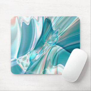 Crumpled curves in light shades of blue and pink mouse pad
