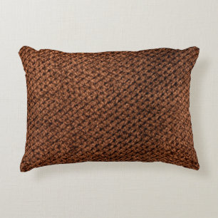 Crumpled dark brown fabric texture, wavy wrinkled accent pillow