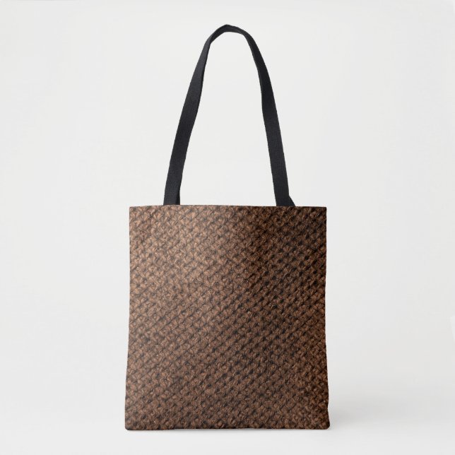Crumpled Fabric: Dark Brown Elegance Tote Bag (Front)