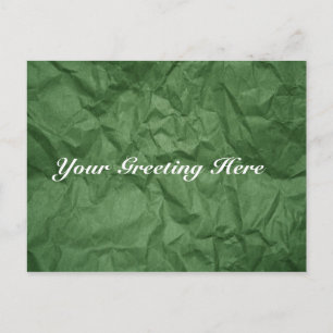Crumpled Green Paper Texture Empty Postcard