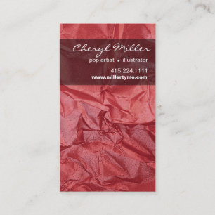 Crumpled Metallic Paper Designer   red Business Card