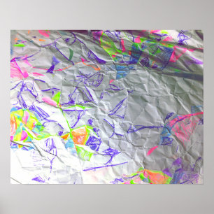 Crumpled Paper Scribble Abstract Modern Art Print 