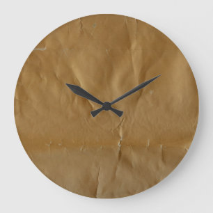 Crumpled red paper: grungy background. large clock