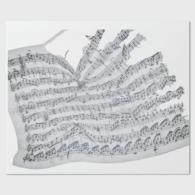 Crumpled vintage handwritten melody on soot wrapping paper (Flat)