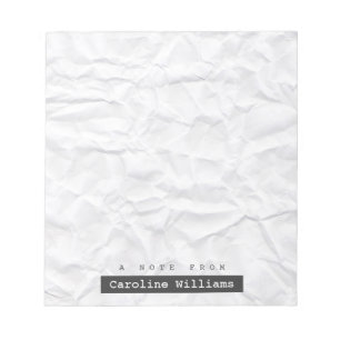Crumpled white paper texture personalized name notepad