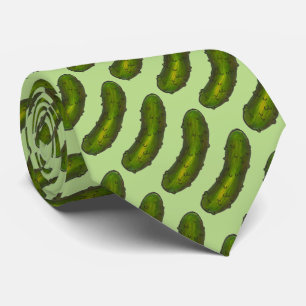 Crunchy Dill Pickles Green Sour Pickle Food Print Tie